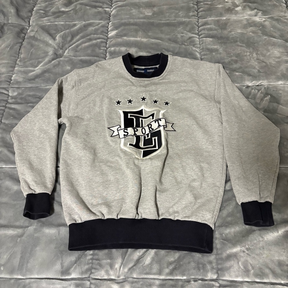 Y2K Escada Sport Grey and Black Embroidered Crewneck